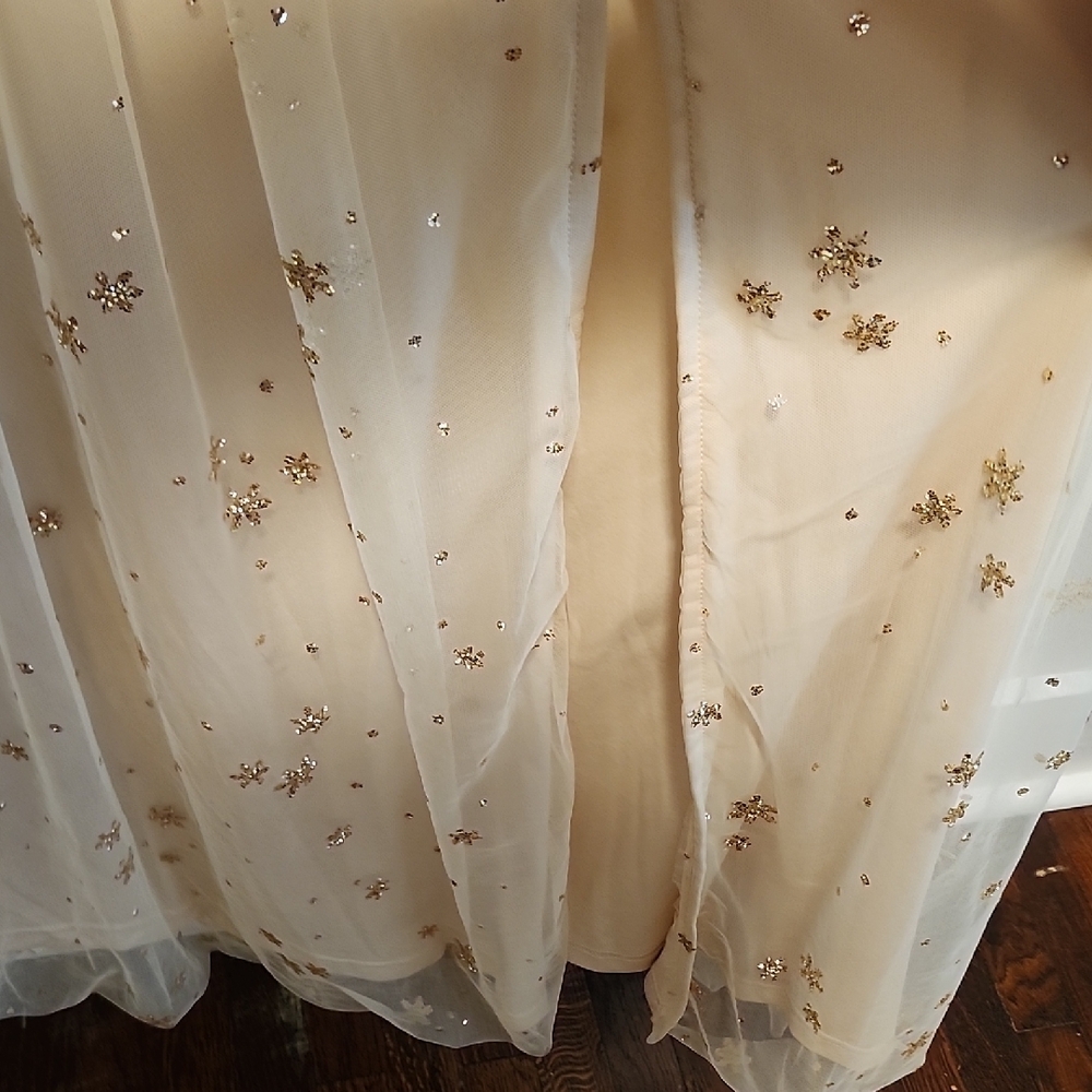 Soieblue Nova Cream Fairy Princess Maxi Dress Gold Sparkle Star Details Large - Picture 7 of 11